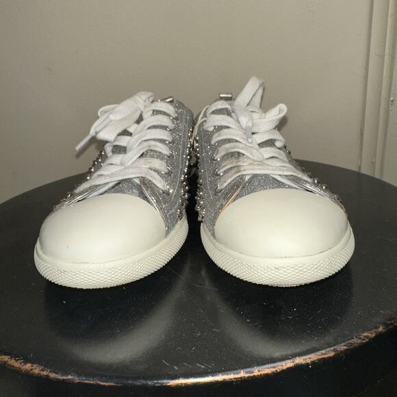 Prada Silver Glitter Studded Low Top Sneakers EU 40 - Picture 5 of 16
